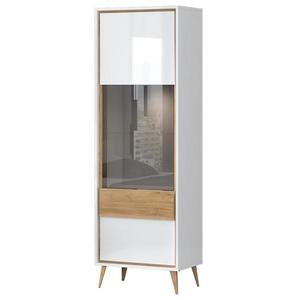 Vitrína Vida-V1S lakované pacific walnut/crystal white vyobraziť