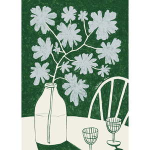 Plagát 30x40 cm Blue Flowers & Red Wine – Anouk van Cleef – The Poster Club vyobraziť