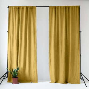 Žltý ľanový záves 140x300 cm Lemon Curry – Linen Tales vyobraziť