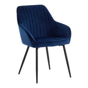 Tmavomodré čalúnené jedálenské kreslá v súprave s podrúčkami 2 ks Nolan Stripe – Unique Furniture vyobraziť