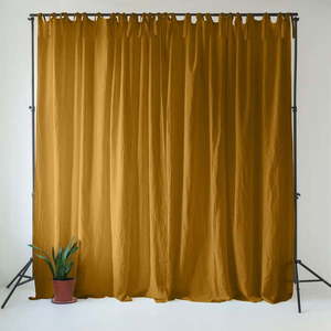 Okrovožltý/hnedý ľanový záves 140x250 cm Bronze – Linen Tales vyobraziť