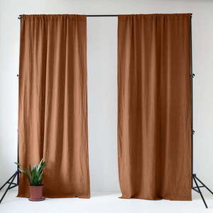 Hnedý ľanový záves 140x170 cm Hazelnut – Linen Tales vyobraziť
