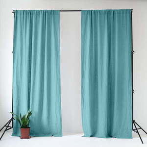 Tyrkysový ľanový záves 140x330 cm Coastal Blue – Linen Tales vyobraziť