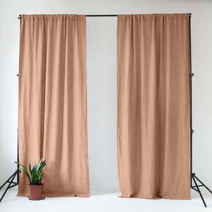 Ružový/hnedý ľanový záves 140x250 cm Cafe Creme – Linen Tales vyobraziť