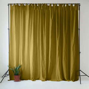 Okrovožltý/zelený ľanový záves 140x250 cm Moss Green – Linen Tales vyobraziť