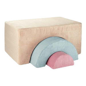 Svetlohnedé menčestrové penové ihrisko 75x49x37 cm Rainbow Montessori – Wigiwama vyobraziť