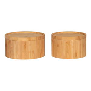 Bambusové úložné boxy v súprave 2 ks s vekom/dekoratívne v prírodnej farbe ø 15x8 cm Chefalu – House Nordic vyobraziť