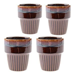 Hnedé kameninové šálky v súprave 4 ks na espresso 100 ml Tone – Dakls vyobraziť