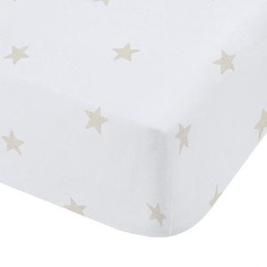 Biela/béžová napínacia bavlnená detská plachta do postieľky 70x140 cm Mini Star & Stripes – Bianca vyobraziť