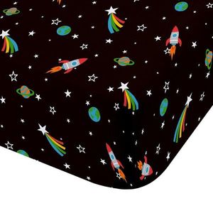 Čierna napínacia detská plachta na jednolôžko 90x190 cm Rainbow Rockets – Catherine Lansfield vyobraziť