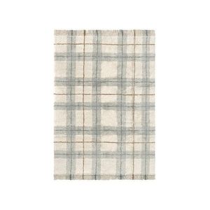Krémový/šalviovozelený prateľný/ručne tkaný bavlnený koberec 90x120 cm Tartan Blue Sage – Lorena Canals vyobraziť