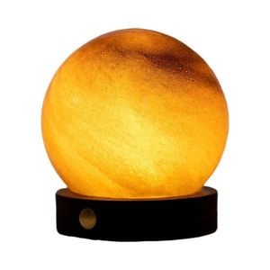 LED stolová lampa v tmavoprírodnej farbe so skleneným tienidlom (výška 9 cm) Sand Storm – Gingko vyobraziť