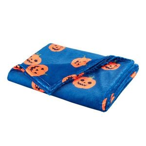 Modrá/oranžová deka s haloweenským motívom z mikroplyšu 130x170 cm Halloween Pumpkins – Catherine Lansfield vyobraziť