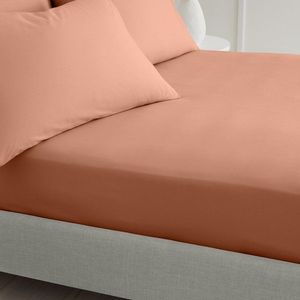 Napínacia plachta z bavlneného perkálu v terakotovej farbe 150x200 cm Cotton Percale – Bianca vyobraziť