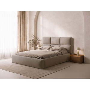 Svetlohnedá čalúnená dvojlôžková posteľ s úložným priestorom s roštom 160x200 cm Libera – Windsor & Co Sofas vyobraziť