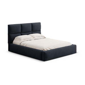 Tmavomodrá čalúnená dvojlôžková posteľ s úložným priestorom s roštom 140x200 cm Libera – Windsor & Co Sofas vyobraziť