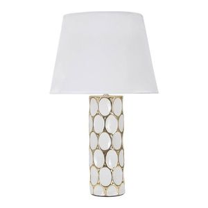 Biela/v zlatej farbe keramická stolová lampa s textilným tienidlom (výška 56 cm) Glam Carv – Mauro Ferretti vyobraziť