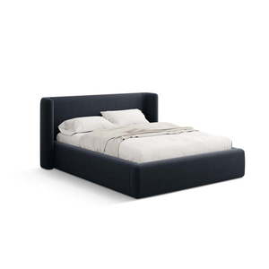 Tmavomodrá čalúnená dvojlôžková posteľ s úložným priestorom s roštom 180x200 cm Jason – Windsor & Co Sofas vyobraziť