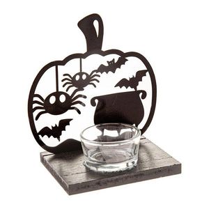 Drevený svietnik s halloweenským motívom Happy Halloween – Dakls vyobraziť