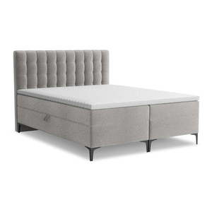 Svetlosivá boxspring posteľ s úložným priestorom 160x200 cm Puhala – Makamii vyobraziť