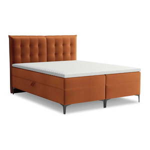 Terakotová boxspring posteľ s úložným priestorom 140x200 cm Mikana – Makamii vyobraziť