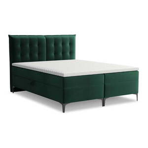 Tmavozelená boxspring posteľ s úložným priestorom 180x200 cm Mikana – Makamii vyobraziť