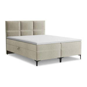 Taupe boxspring posteľ s úložným priestorom 140x200 cm Pakalana – Makamii vyobraziť