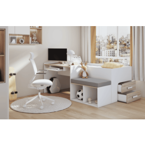 ArtBed Detská vyvýšená posteľ so stolíkom MEGAN | biela 90 x 200 cm vyobraziť
