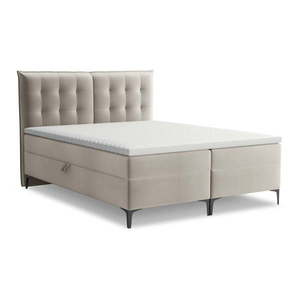 Taupe boxspring posteľ s úložným priestorom 180x200 cm Mikana – Makamii vyobraziť
