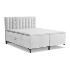Boxspring posteľ s úložným priestorom 160x200 cm v striebornej farbe Puhala – Makamii vyobraziť