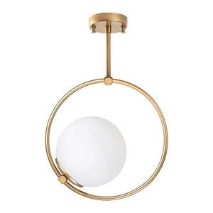 Biele/v mosadznej farbe stropné svietidlo so skleneným tienidlom 39x26 cm Dolunay – Opviq lights vyobraziť