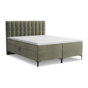 Zelená boxspring posteľ s úložným priestorom 180x200 cm Puhala – Makamii vyobraziť