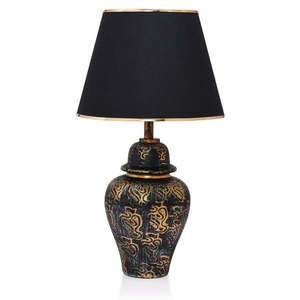 Čierna stolová lampa s textilným tienidlom (výška 54 cm) Derin – Opviq lights vyobraziť