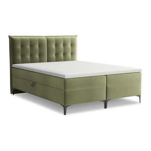 Zelená boxspring posteľ s úložným priestorom 180x200 cm Mikana – Makamii vyobraziť