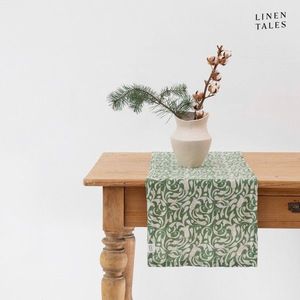 Ľanový behúň na stôl 40x200 cm Evergreen Damask – Linen Tales vyobraziť
