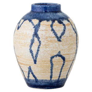 Modrá/krémová váza z kameniny (výška 16 cm) Avon – Bloomingville vyobraziť
