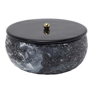Čierny kovový úložný box s vekom/dekoratívny ø 16, 5x7, 5 cm Mosaic Marble – PT LIVING vyobraziť