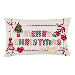 Bavlnený dekoračný vankúš s vianočným motívom 30x50 cm Merry Christmas Cross Stitch – Catherine Lansfield vyobraziť