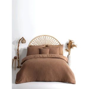 Hnedé obliečky na dvojlôžko/predĺžené z bavlny Renforcé 240x220 cm Waffle Striped – Mila Home Luxury vyobraziť