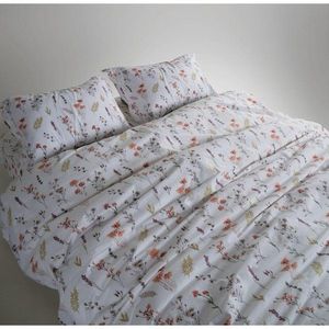 Biele obliečky na jednolôžko z bavlny Renforcé 140x200 cm Floral Dance Autumn – Mila Home Luxury vyobraziť