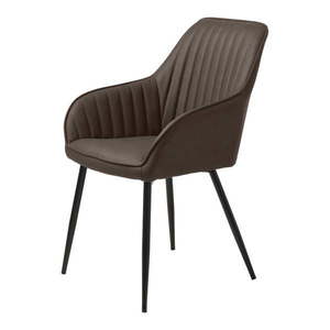 Tmavohnedé čalúnené jedálenské kreslo s podrúčkami Melfort – Unique Furniture vyobraziť