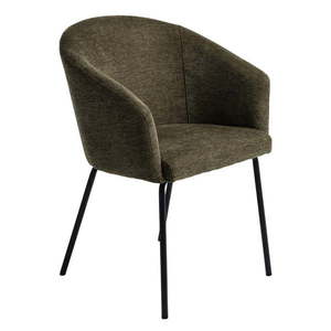Khaki čalúnené jedálenské kreslo s podrúčkami Easton – Unique Furniture vyobraziť