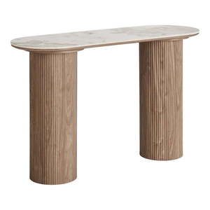 Béžový/v prírodnej farbe konzolový stolík s doskou v dekore mramoru 40x120 cm Athens – House Nordic vyobraziť
