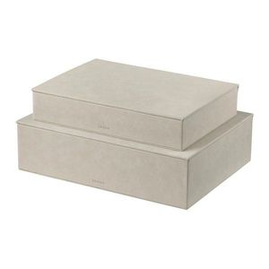 Béžové úložné boxy v súprave 2 ks s vekom z umelej kože 40x30x11 cm Sahla – Blomus vyobraziť