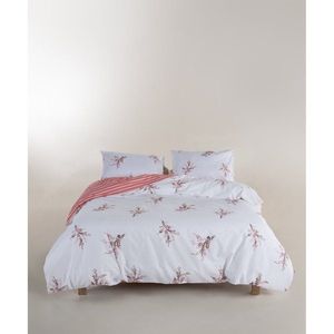 Biele/ružové obliečky na jednolôžko z bavlny Renforcé 140x200 cm Breeze Floral – Mila Home Luxury vyobraziť