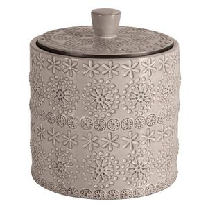 Béžový porcelánový kúpeľňový organizér na vatové tampóny Relief – Spirella vyobraziť