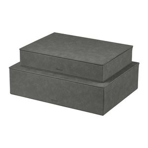 Antracitové úložné boxy v súprave 2 ks s vekom/dekoratívne z umelej kože 40x30x11 cm Sahla – Blomus vyobraziť