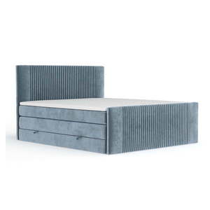 Modrá boxspring posteľ s úložným priestorom 140x200 cm Bergamo – Maison de Rêve vyobraziť