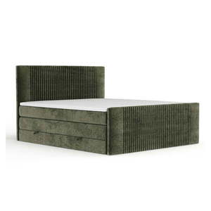 Tmavozelená boxspring posteľ s úložným priestorom 200x200 cm Bergamo – Maison de Rêve vyobraziť