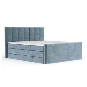 Modrá boxspring posteľ s úložným priestorom 140x200 cm Ava – Maison de Rêve vyobraziť